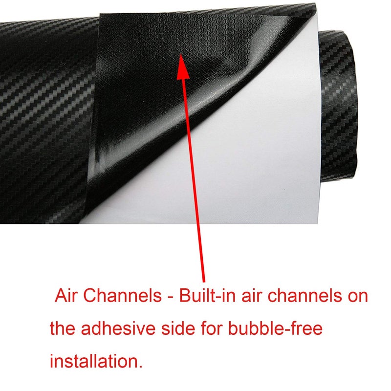 LZLRUN 3D Carbon Fiber Vinyl Wrap - Outdoor Rated for Automotive Use - 12 inches x 60 inches Contain Knife and Hand Tool (Black) - Image 5